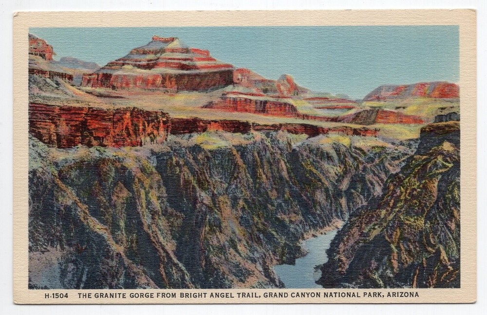 1930s? Linen - CLOSEOUT - Bright Angel Trail, Grand Canyon Nat'l Park - Arizona