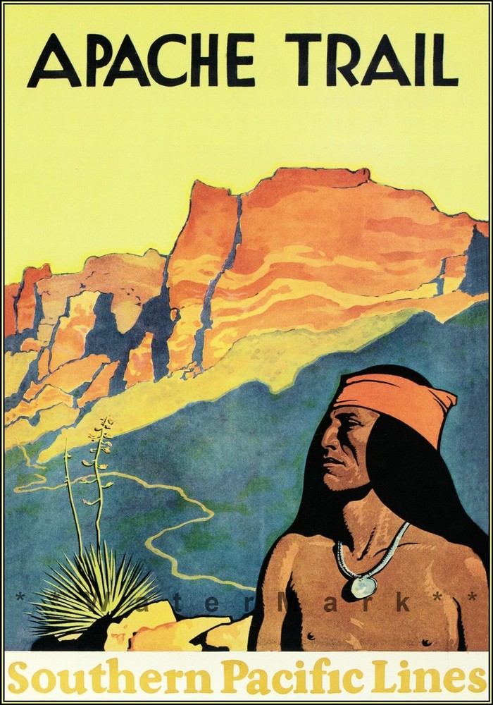 Cartel vintage estampado arte retro de Southern Pacific Railroad 1926 Apache Trail
