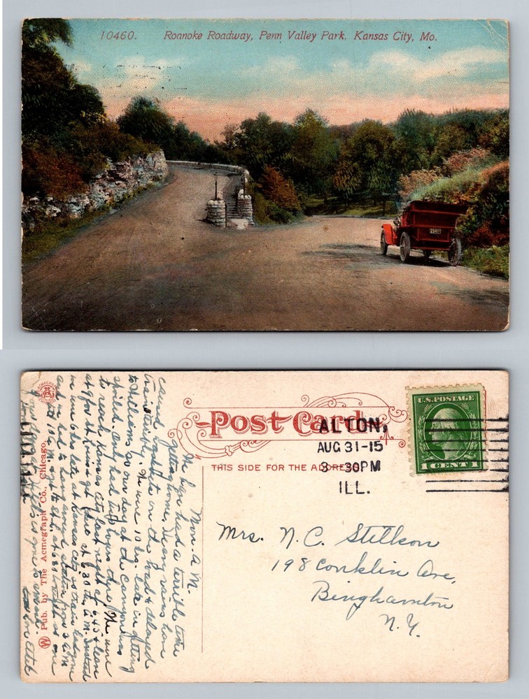 Kansas City, MO-Missouri, Roanoke Road Penn Valley Park c1915 Vintage Postcard