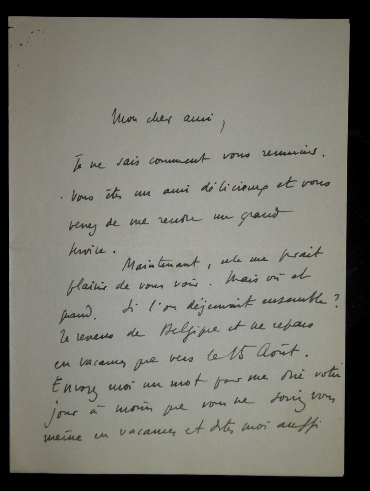 DUVERNOIS Henri - SIGNED AUTOGRAPH LETTER, ABOUT LUNCH