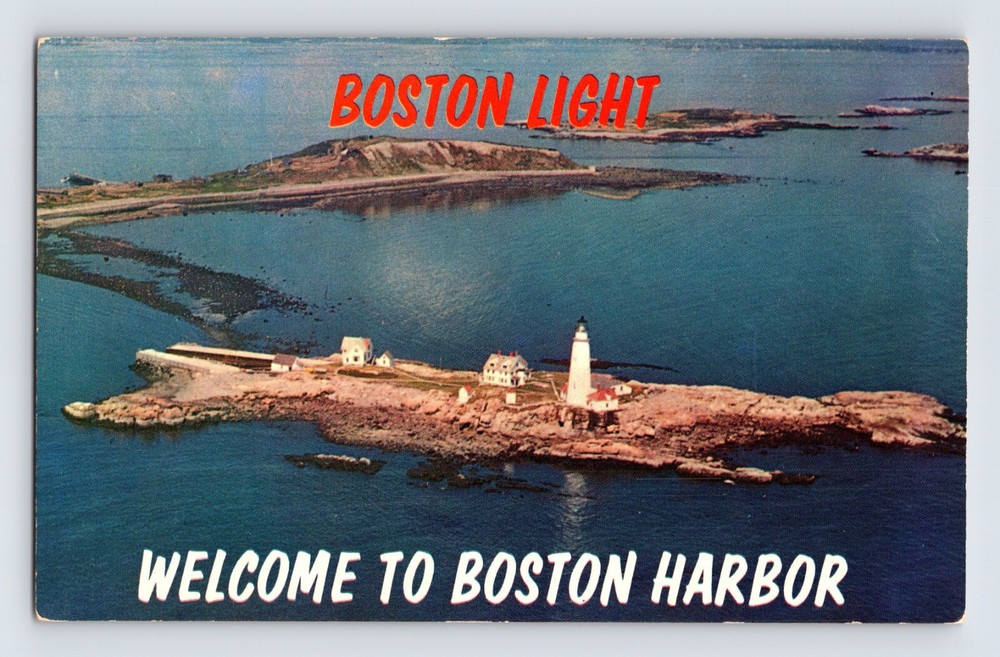 Postcard Massachusetts Boston MA Harbor Lighthouse 1960s Unposted Chrome