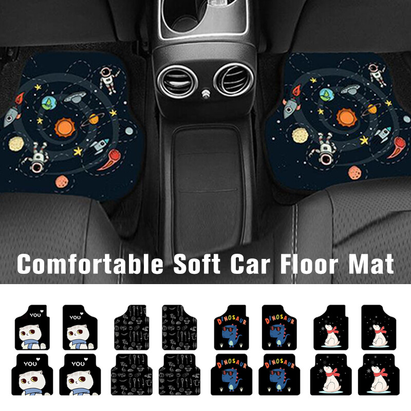 2/4Pcs New Colorful Universal Non-Slip Custom Cute Cartoon Pattern Car Floor Mat