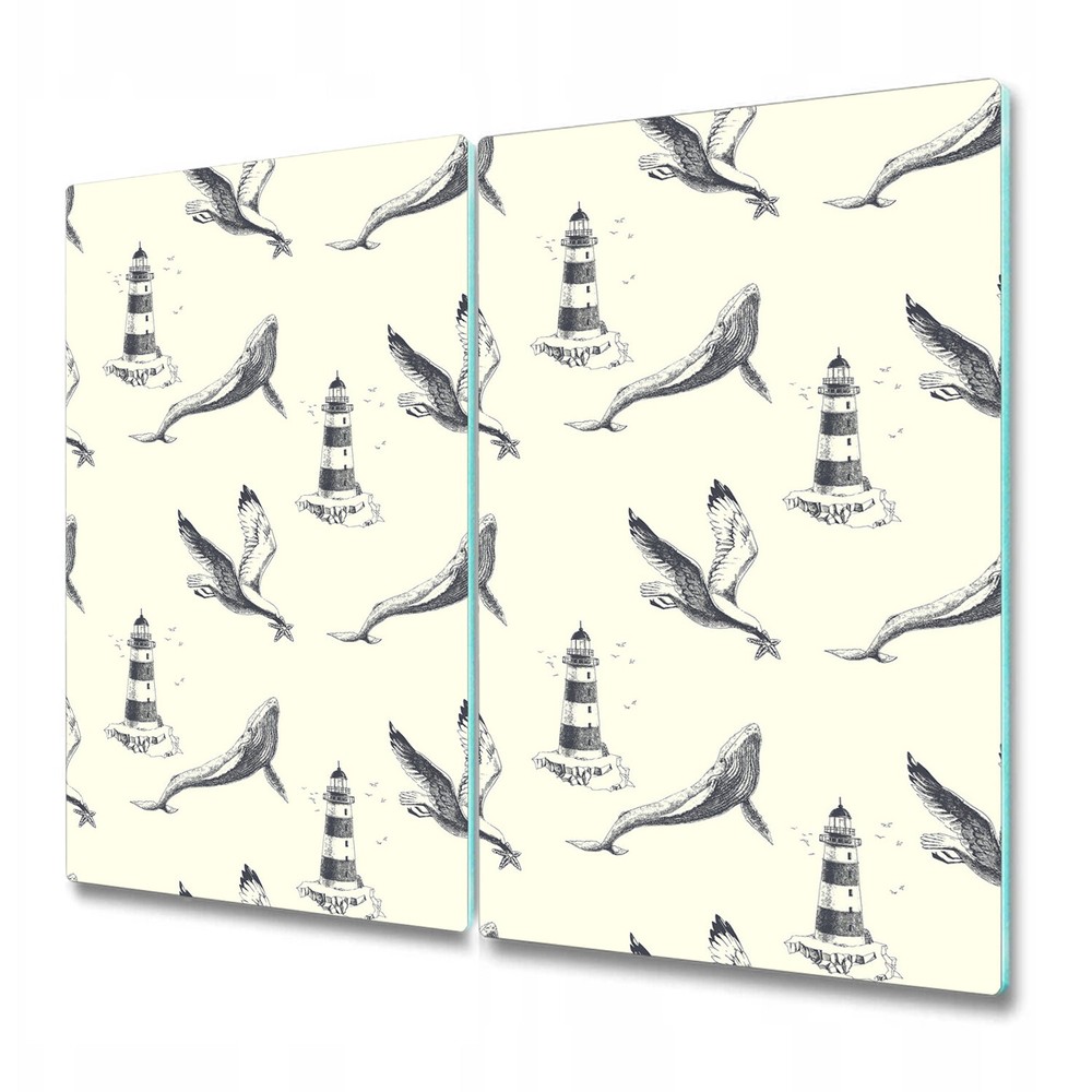 Glass Surface Protector Worktop saver Sea vintage illustration black and yellow