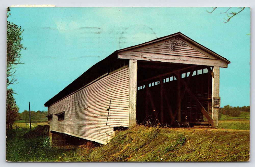 Vintage Postcard Portland Mills Covered Bridge Parke County Rockville Indiana
