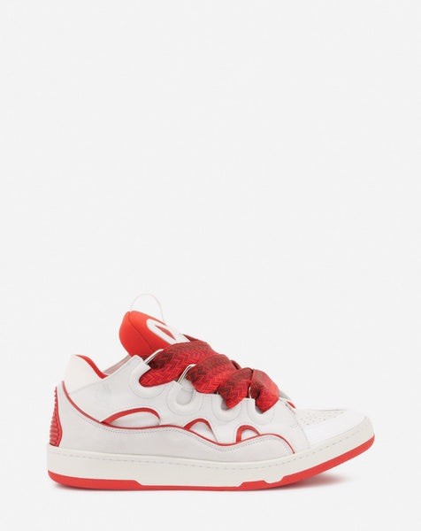 Men’s Lanvin Curb Sneaker Size 11/Eu Size 45 white and red Leather