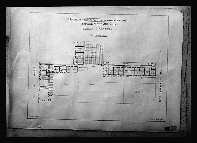 Photo:Paris France 1919 American Red Cross Hospital No. 3 Floor Plan