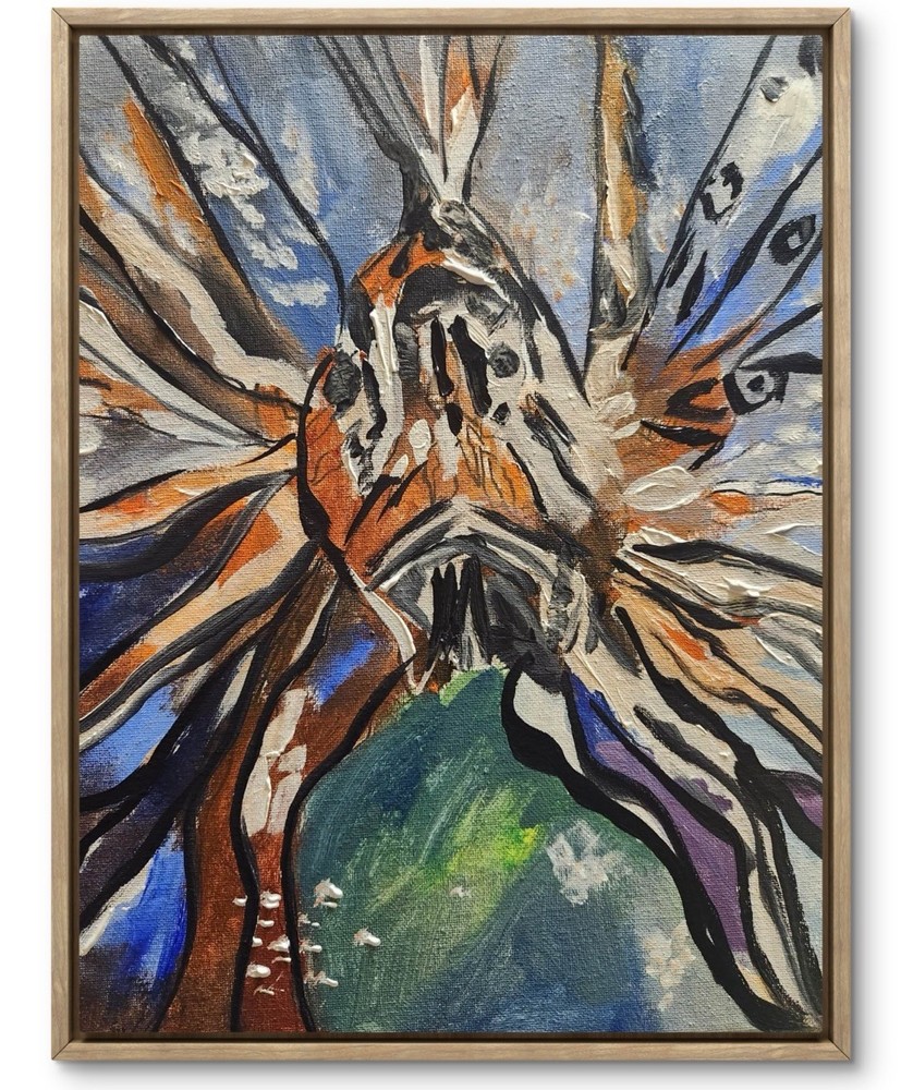 Abstract Fish Impressionistic Original Wall Art 14X11 Canvas Acrylic