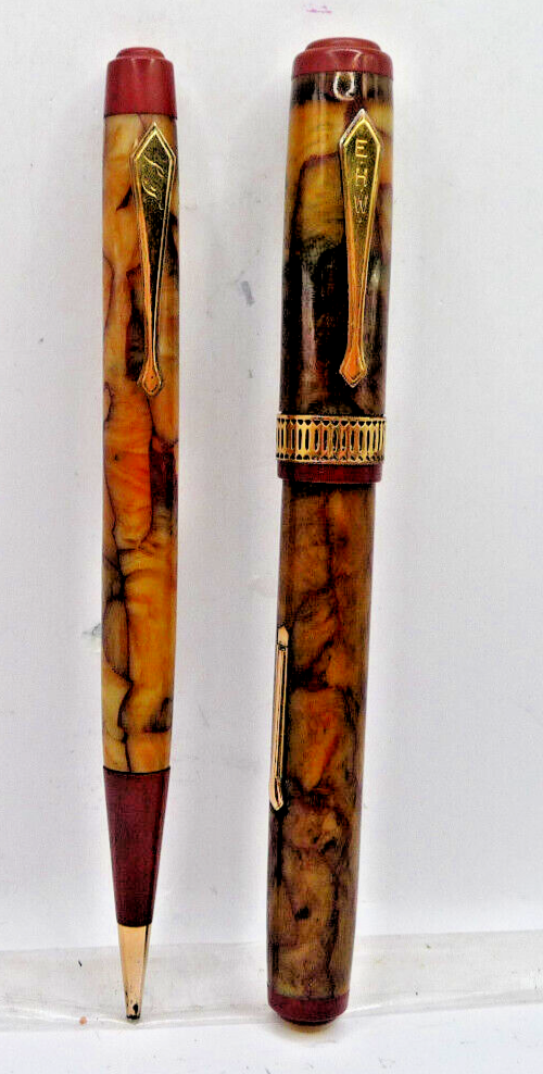 Waterman Vintage 1930's Nacre Celluoid Patrician Fountain Pen Set-fine