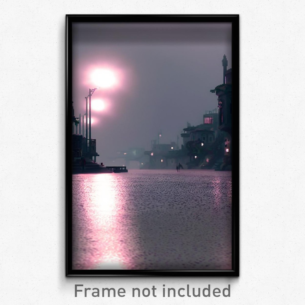8-Bit Psychedelic Pixel Art Poster - Dreary Isthmus Trippy Gamer Print