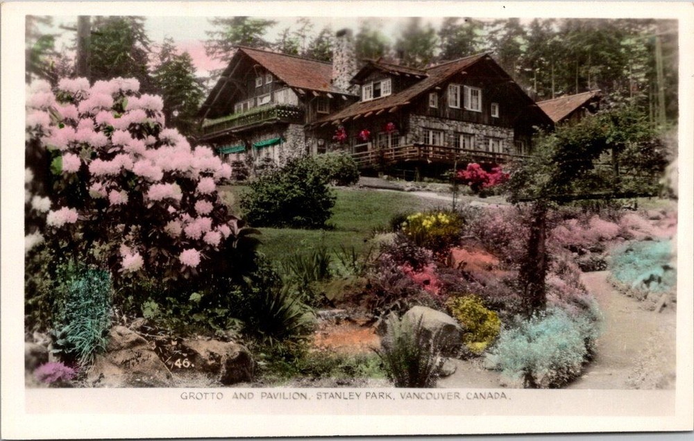 Grotto & Pavilion Stanley Park Vancouver BC Canada Postcard Gowen Sutton