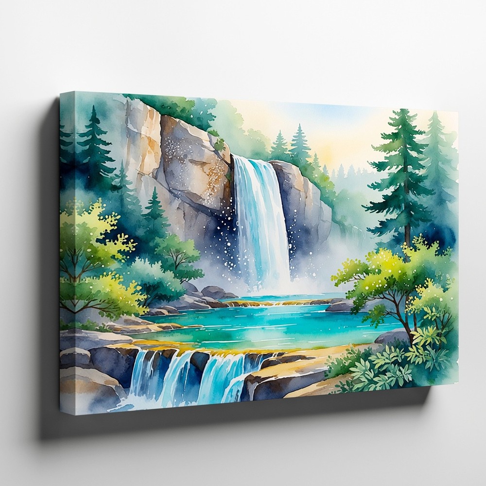 Waterfall Landscape Canvas Wall Art Nature Scene Print for Living Room Decor