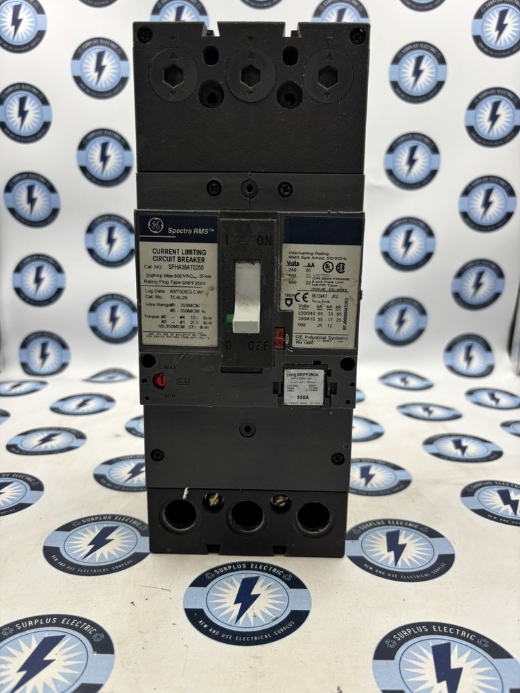 GE Spectra RMS SFHA36AT0250 Current Limiting Circuit Breaker 250A/150A