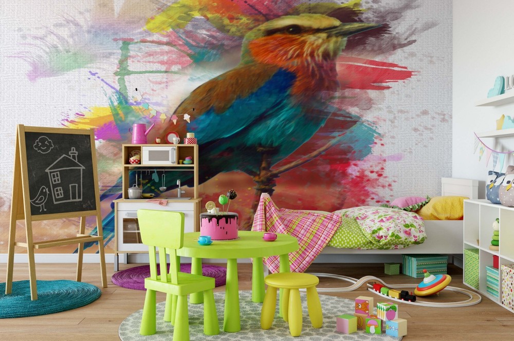 3D Bird Watercolor Wall Murals Wallpaper Murals Wall Sticker