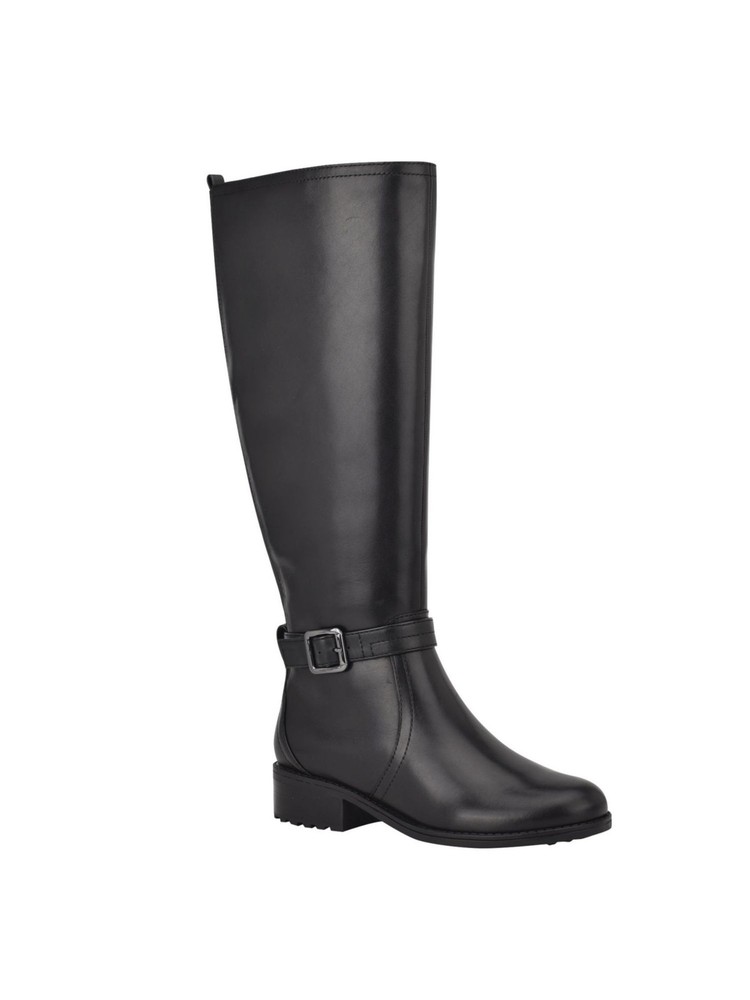 EASY SPIRIT Womens Black Reverie Round Toe Block Heel Leather Boots Shoes 8 M