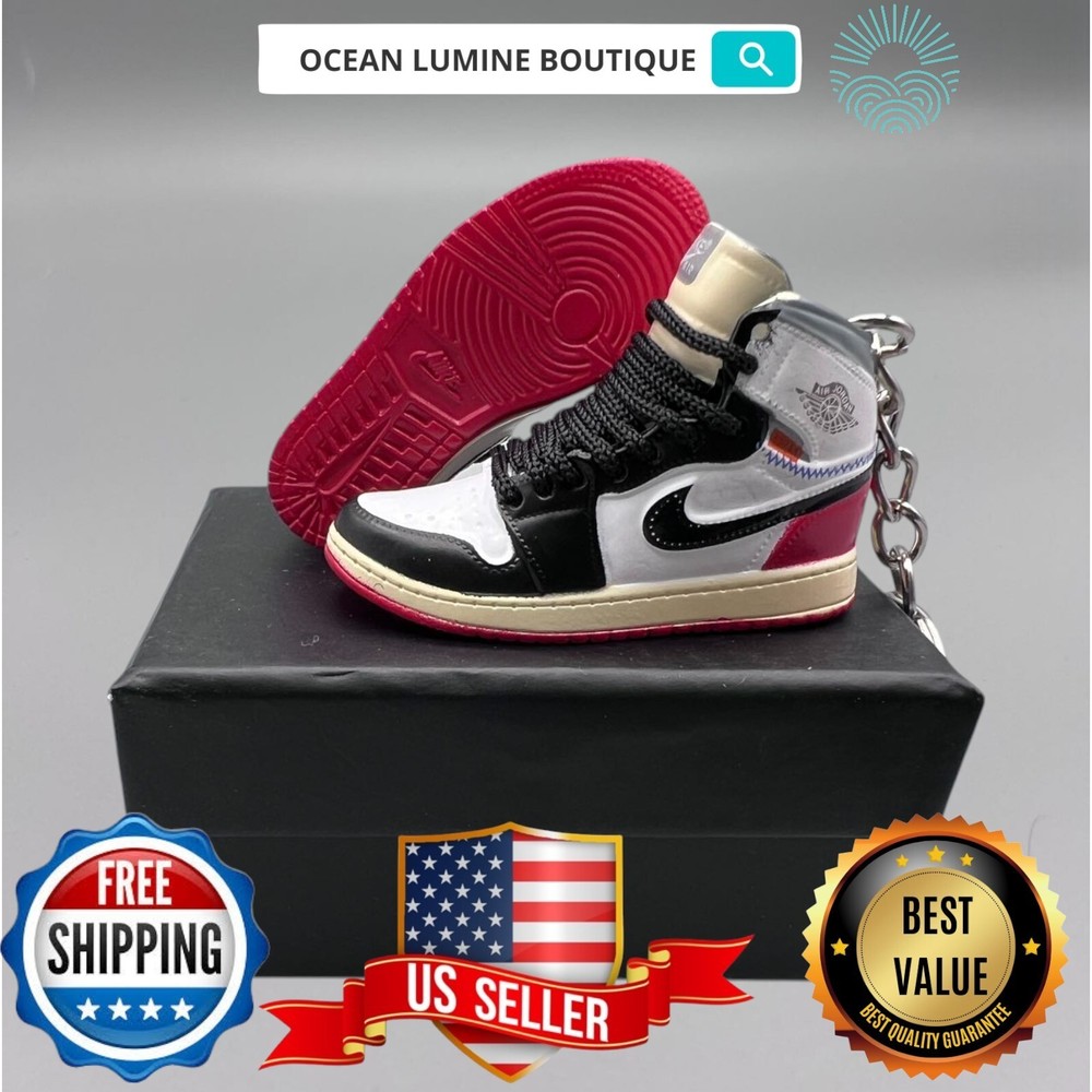 Air Jordan 3D Mini Sneaker Keychain, Basketball Sneaker Collectible, Box Options