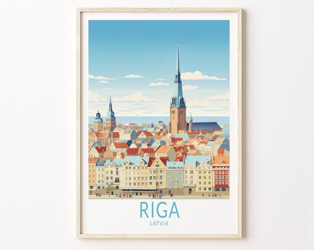 Riga Latvia Travel Poster Riga Latvia Poster Print Riga Latvia Custom Travel