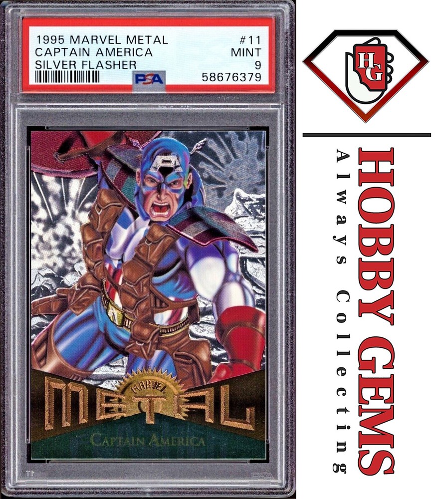 CAPTAIN AMERICA PSA 9 1995 Marvel Metal Silver Flasher #11