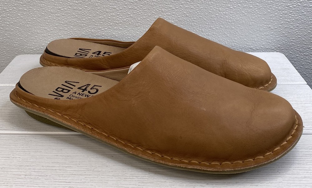 Vibae Roma Mules Men's Size US12 EU45 Fawn Tan Leather Casual Slip On Shoes