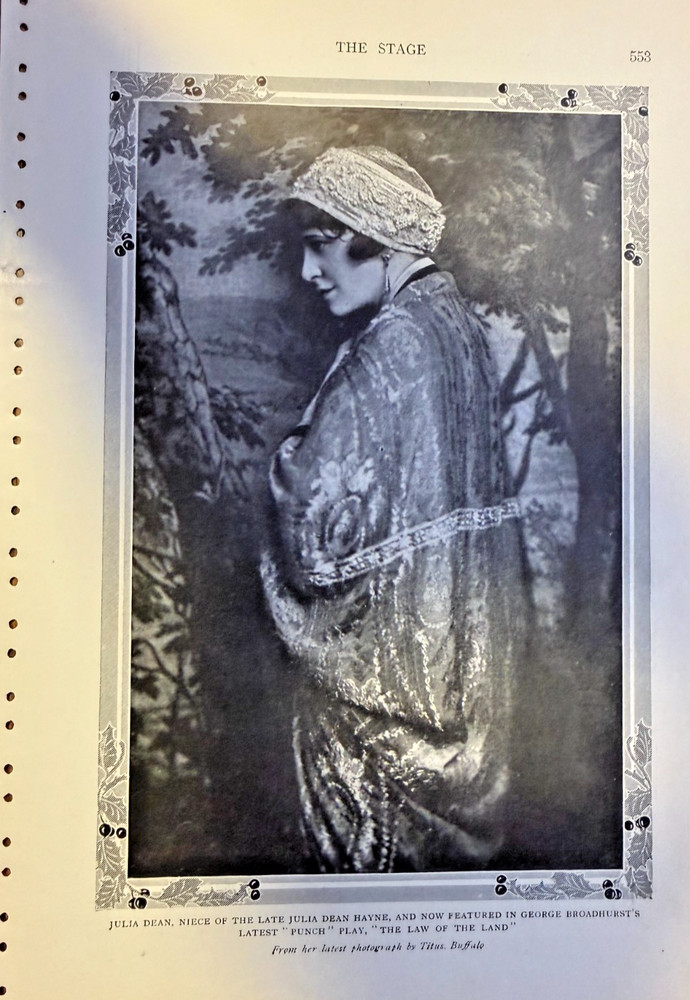 1914 Vintage Magazine Illustration Actress Julia Deane