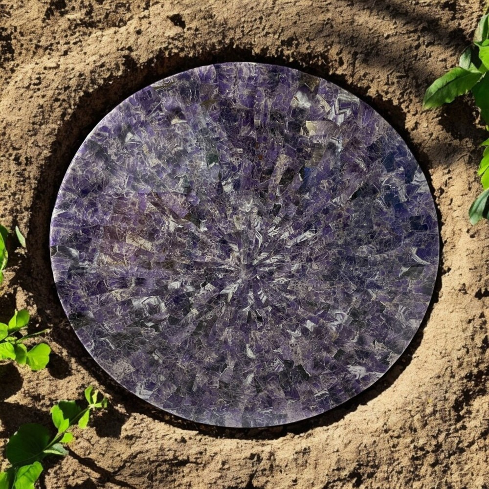 Amethyst Crystal Coffee Table Console Bar Purple Healing Stone Furniture
