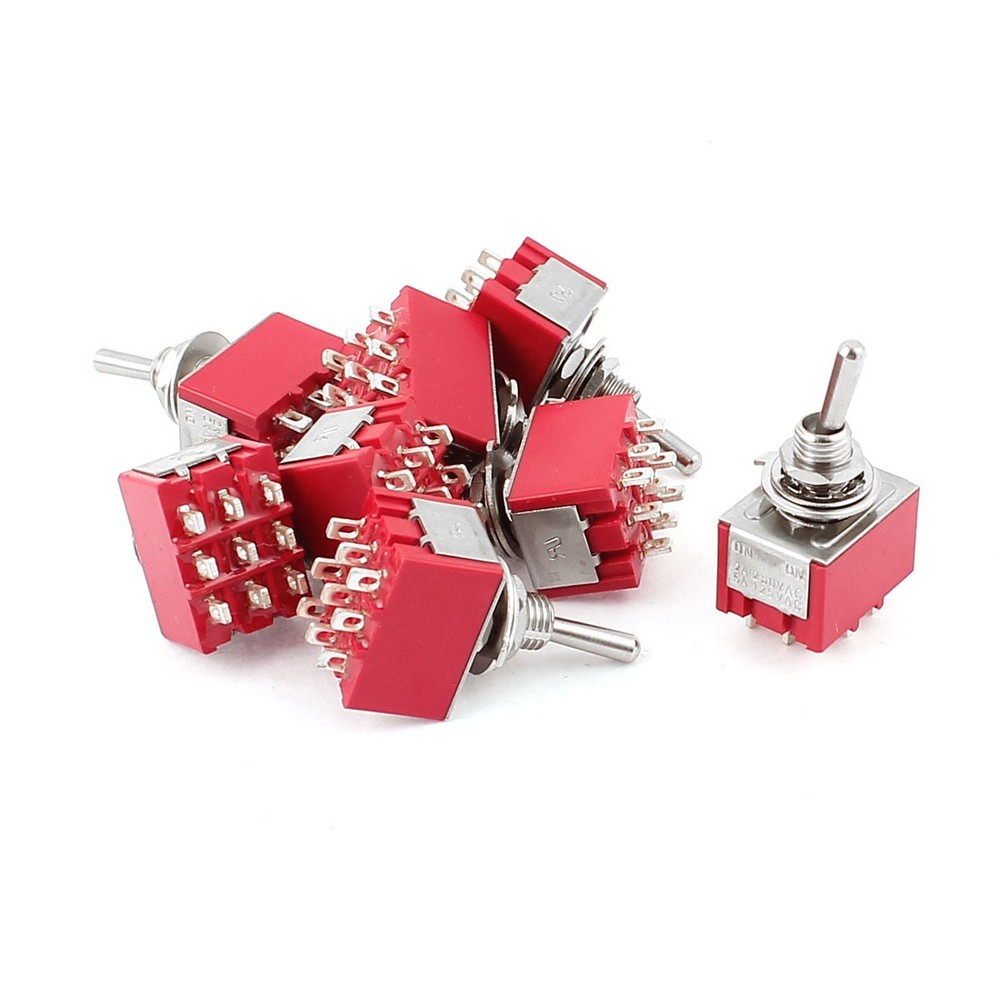 8 x AC 250V/2A 125V/5A 3PDT ON-ON 2 Positions 9 Pins Latching Mini Toggle Switch