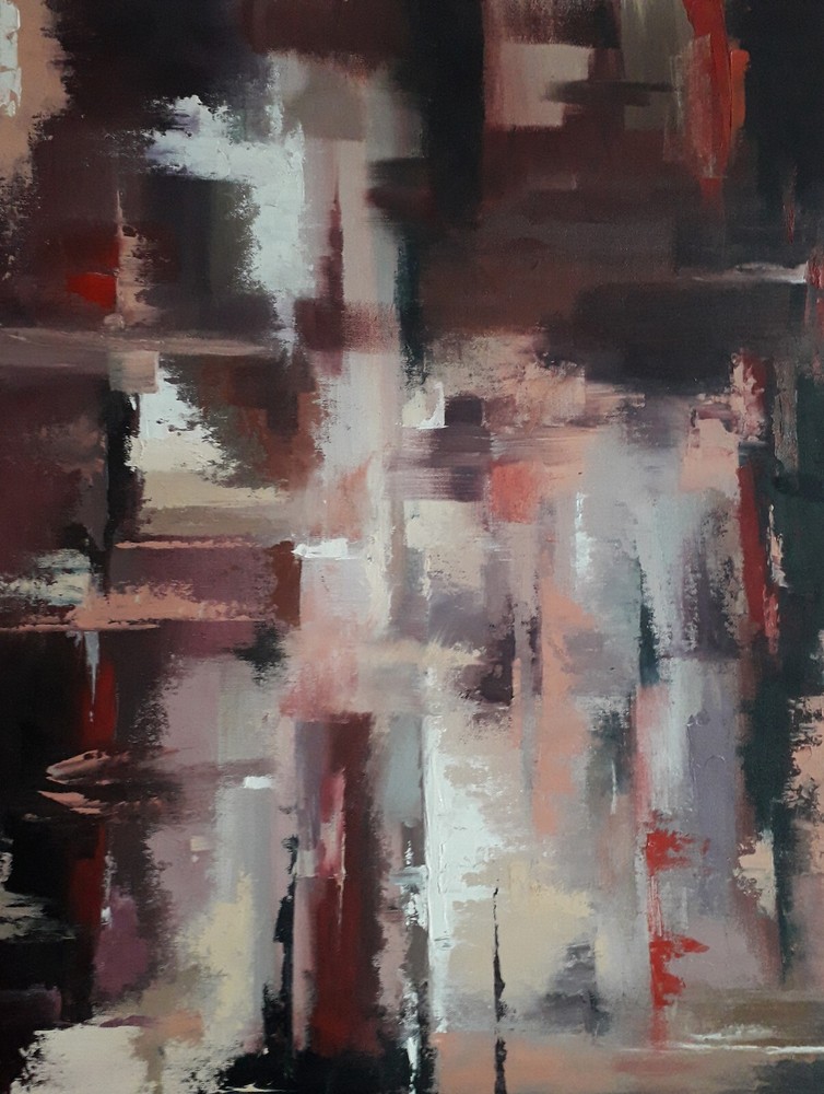 Abstract Painting Artistic Fusion Bold Red Hues Modern Original Canvas Artwork