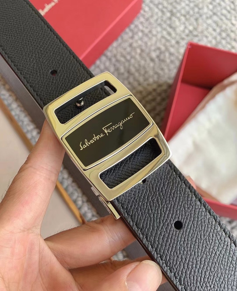 Ferragamo Men's Black/Brown Leather Belt SZ 80-85-90-95-100-105-110