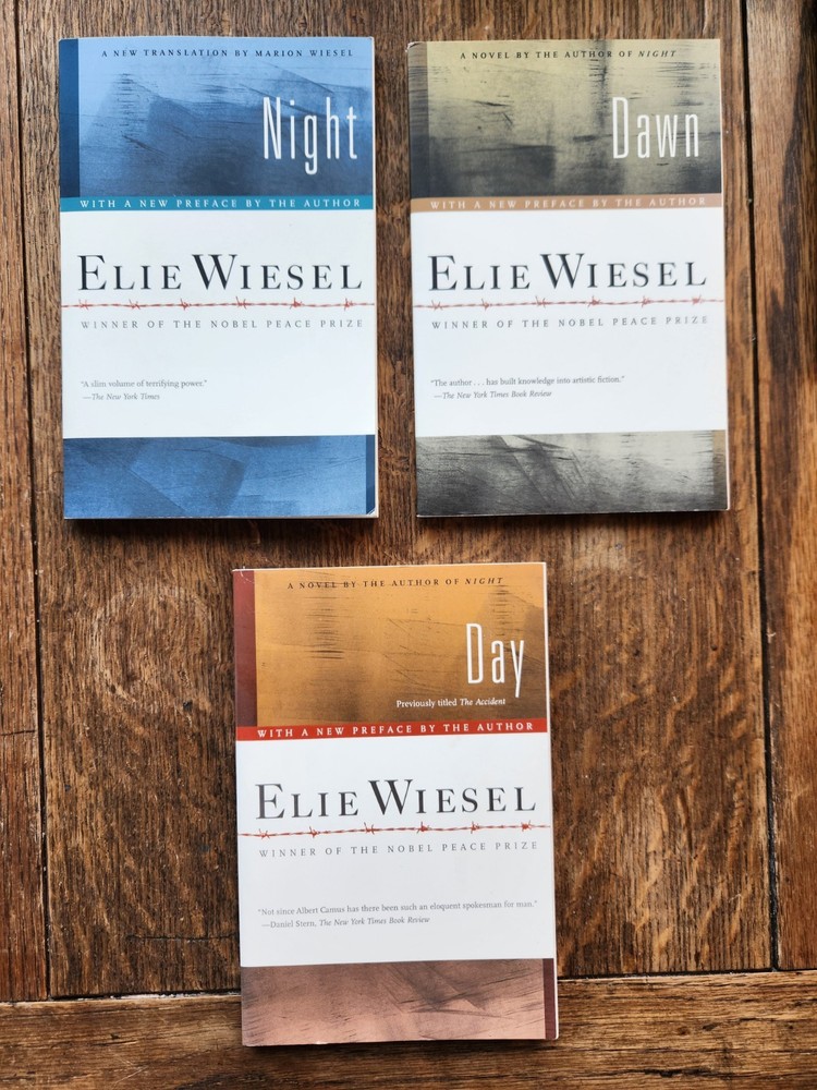 Elie Wiesel Trilogy - Trade Paperback Set - Holocaust Survivor Literature.