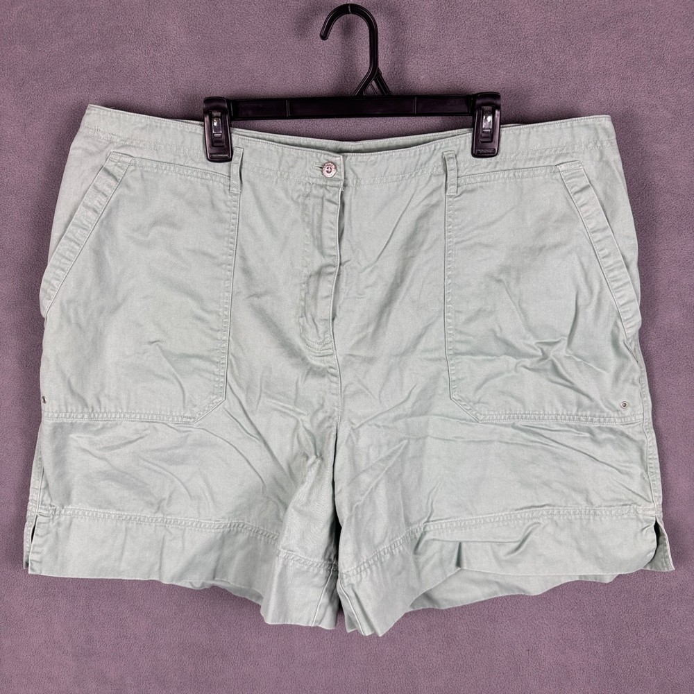 Lauren Ralph Lauren Women 22w Chino Shorts Seafoam Green Pockets High Rise Split