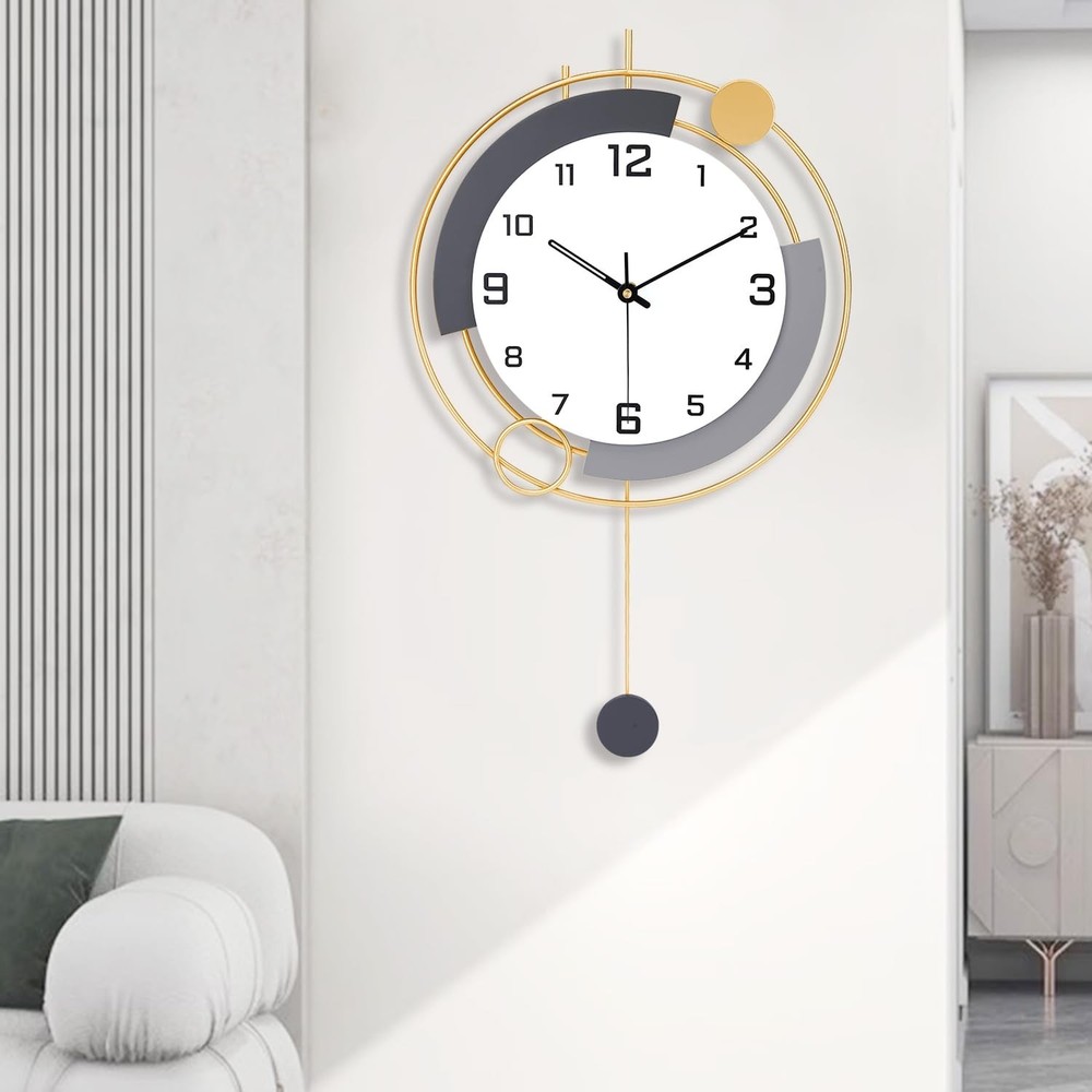 Decorative Wall Clocks with Pendulum,Silent Quality Quartz Battery Operated,L...