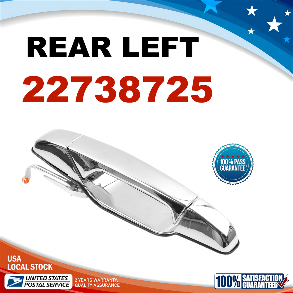 Chrome Rear Left Outside Door Handle for 2007-13 Chevy GMC Sierra 22738725