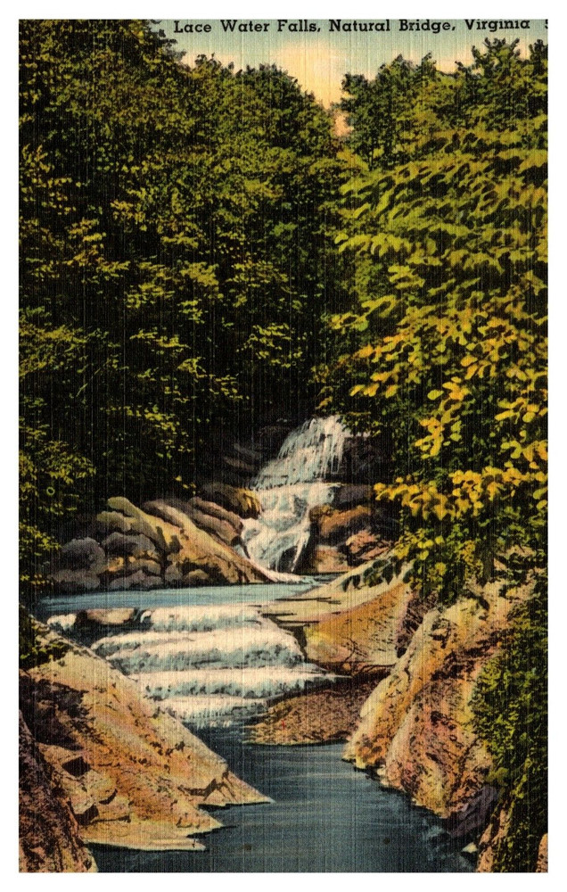 VA Virginia Lace Water Falls Natural Bridge 5 Linen Postcard