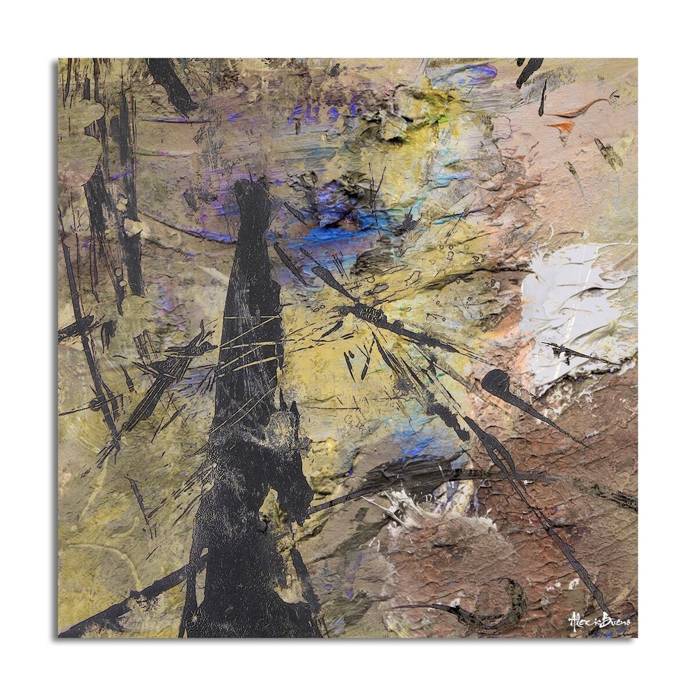 Ready2HangArt Bueno Exchange XLIX Brown Abstract Canvas Art 30x30 Inch Modern Wall Decor