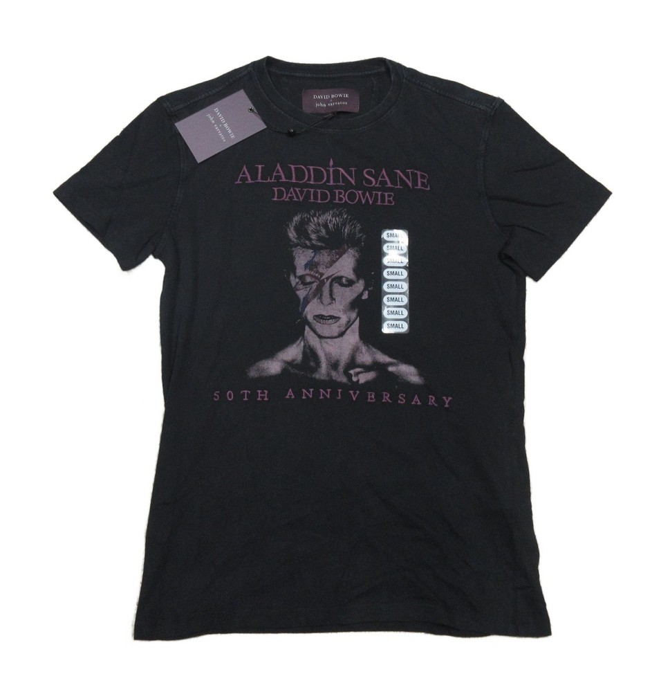 David Bowie x John Varvatos Men's Black Aladdin Sane Vintage Wash T-Shirt