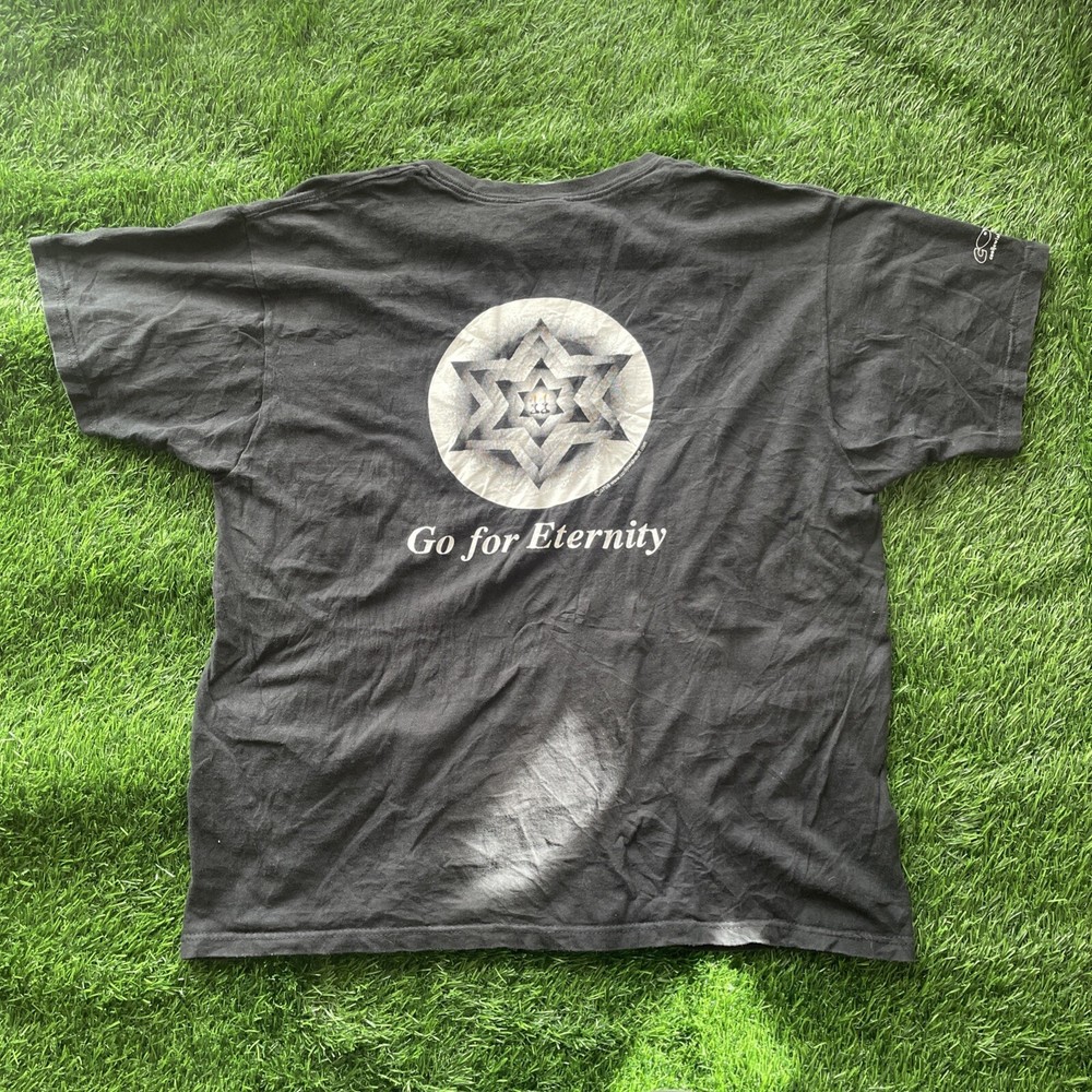 Vintage 90s Spiritual Graphic Faded Black Double Sided Yoga Meditation Tee XL