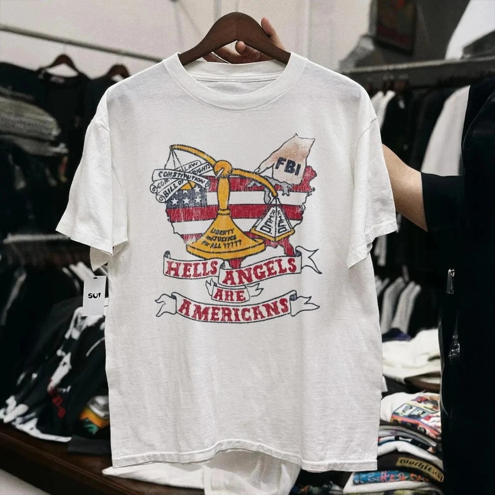 Hells Angels Are Americans Biker Motorcycle Graphic T-Shirt