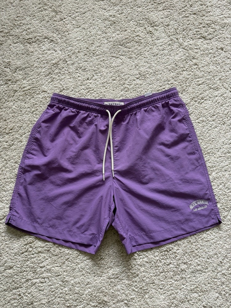 PacSun Men's Purple Swim Shorts Nylon Drawstring Mesh Lined Pockets Size L
