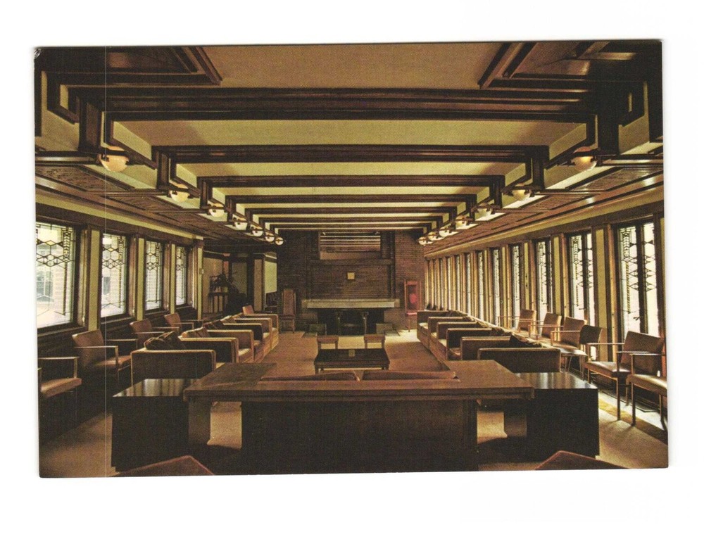 Living room Frederick C Robie House Chicago IL VTG postcard Unp