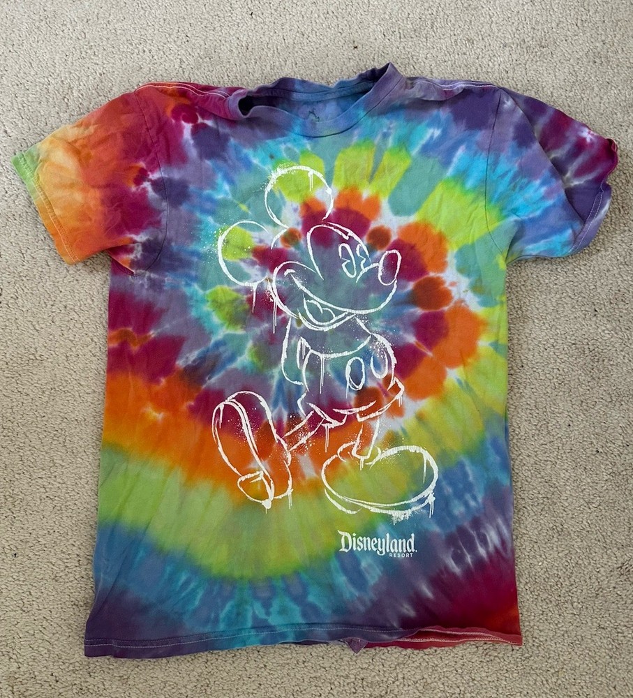 Disneyland Disney World Women's Tie Dye Mickey Mouse Graphic T-Shirt Size S