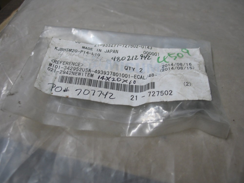 Nib 2Pcs Misumi Kjbhsm20-P14-L10 Locating Bushings 14 X 20 X 10Mm Long P9870