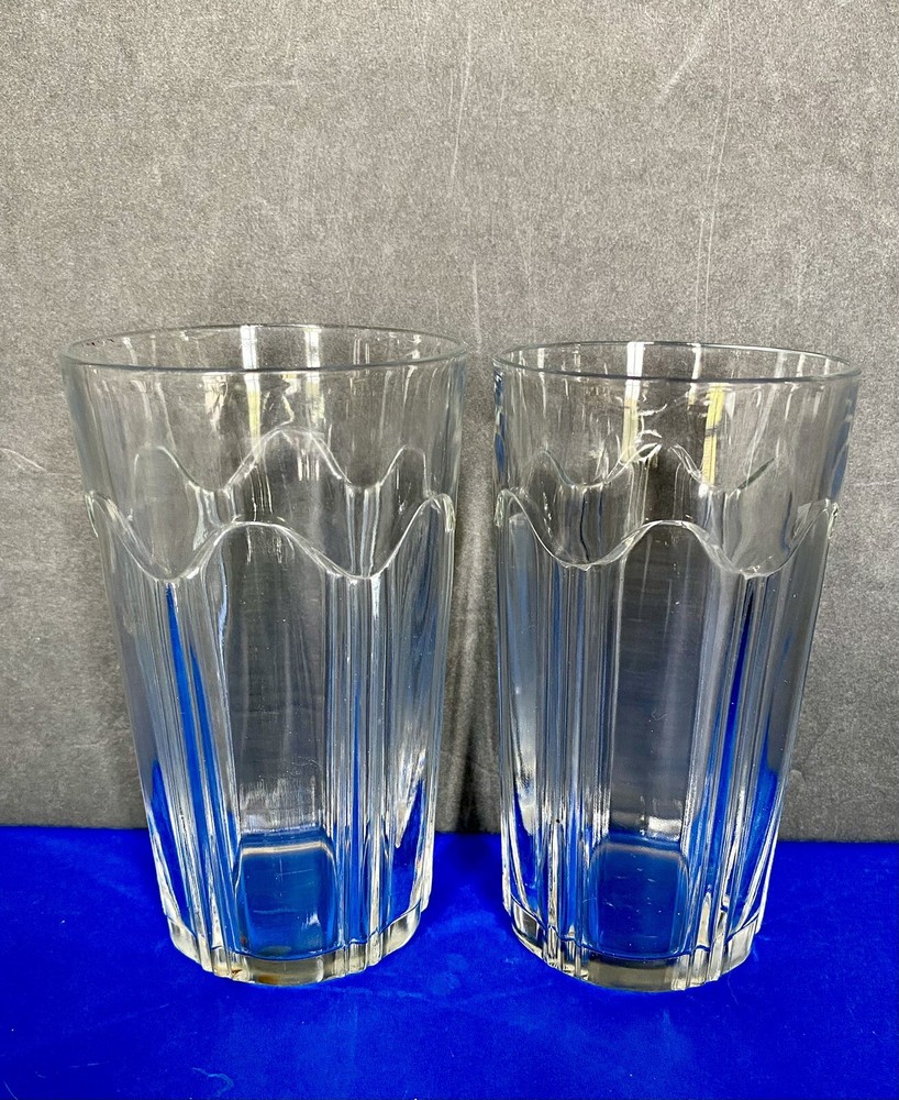 Anchor Hocking Colonial Clear Knife & Fork 11 oz Flat Tumbler Set of Two (2)