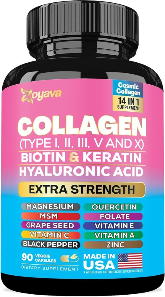 Zoyava Collagen Pills Peptides Types I, II, III, V & X 90 Count (Pack of 1)
