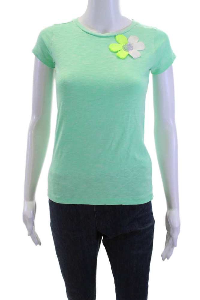 Crewcuts Childrens Girls Floral Applique Tee Shirt Green Size 12Free Shipping in US $100+ Orders | $6.95 Orders Below