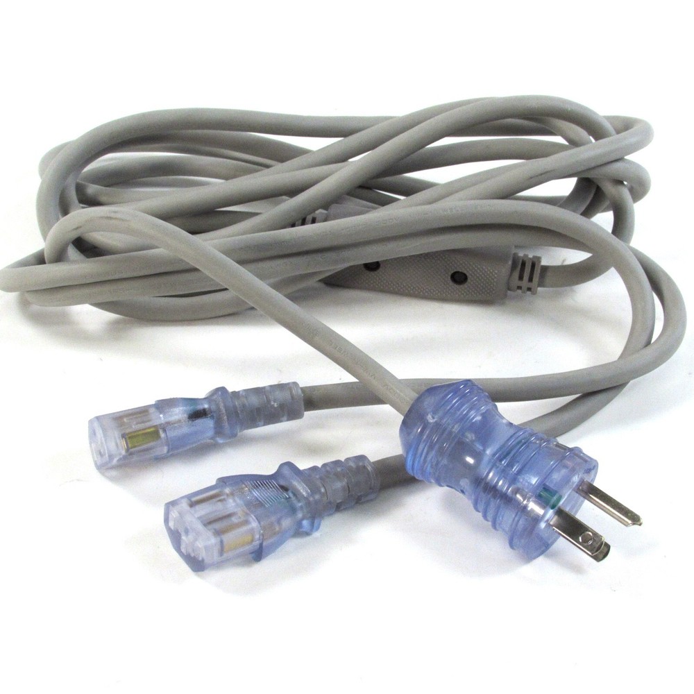 Well Shin Hospital Grade NEMA 5-15P to Dual IEC 320 C13 AC Power Cord 10 Feet 3M-image