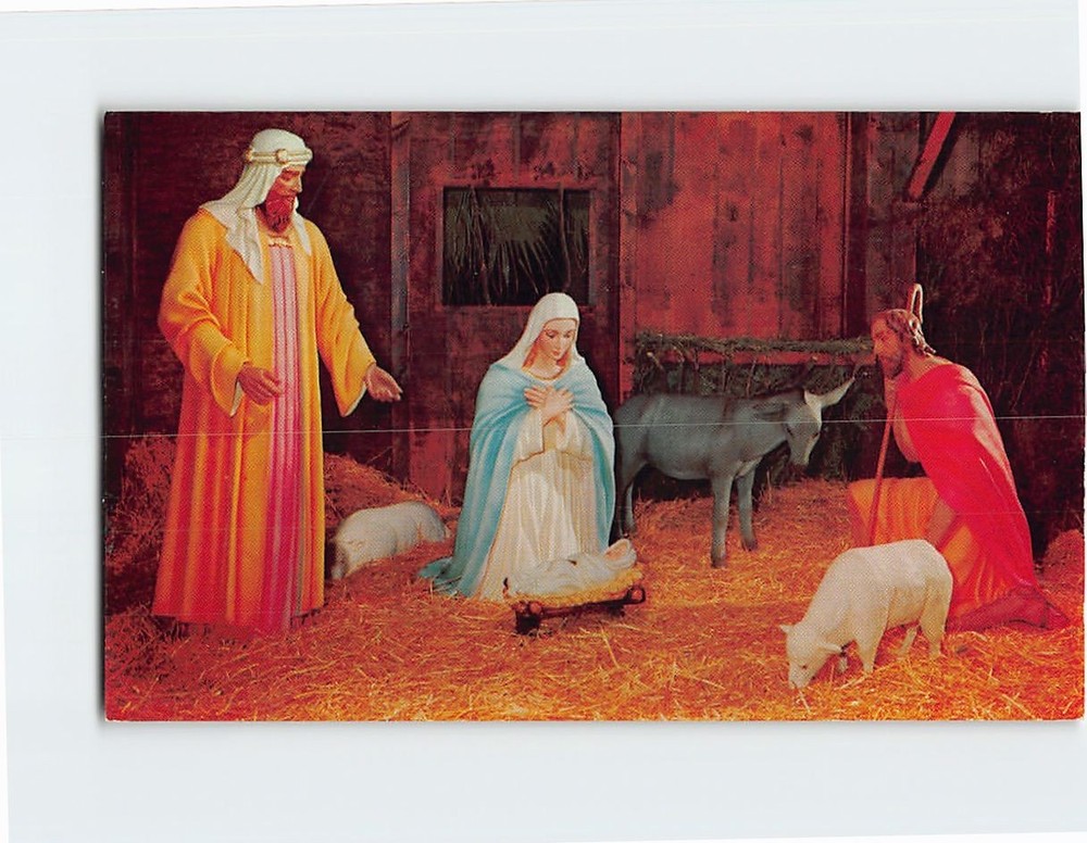 Postcard Life Size Nativity Scene Pima County Courthouse Patio Tucson Arizona