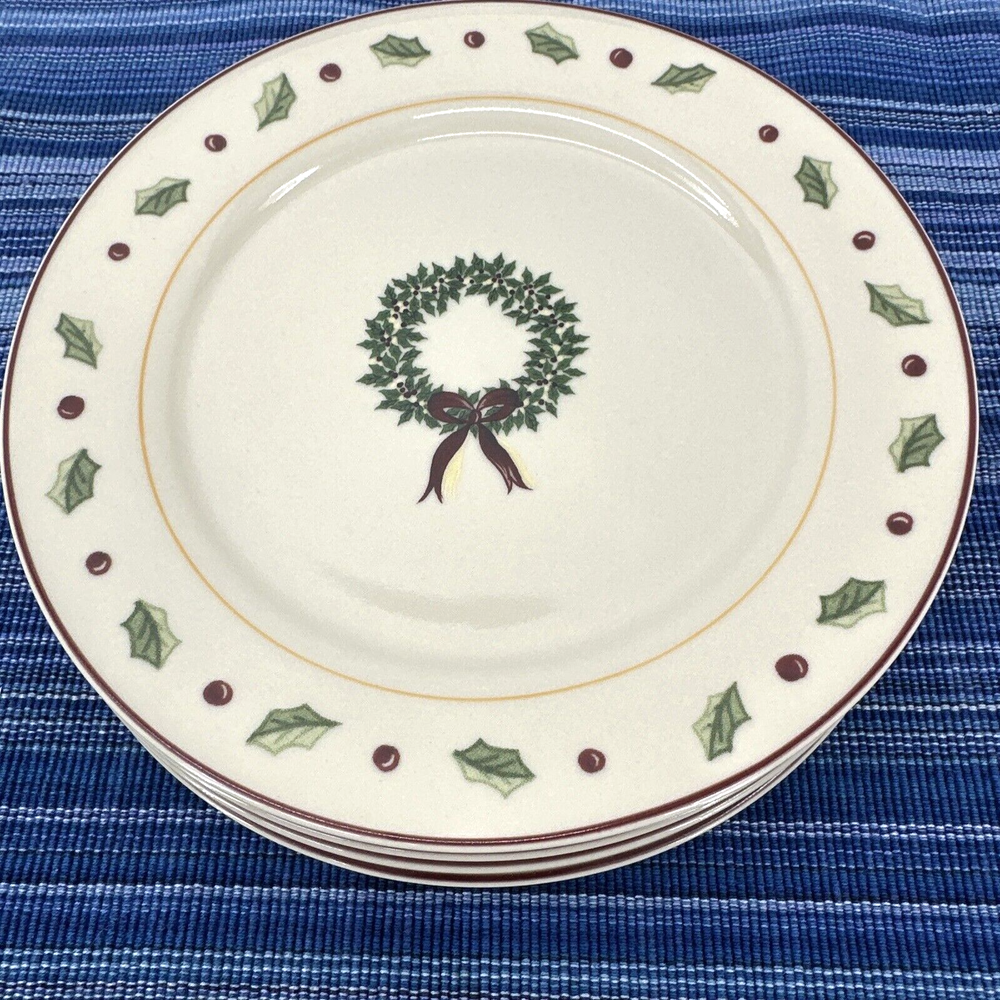 Juego de 4 platos de ensalada de platos de Navidad Feliz Brite 7,5