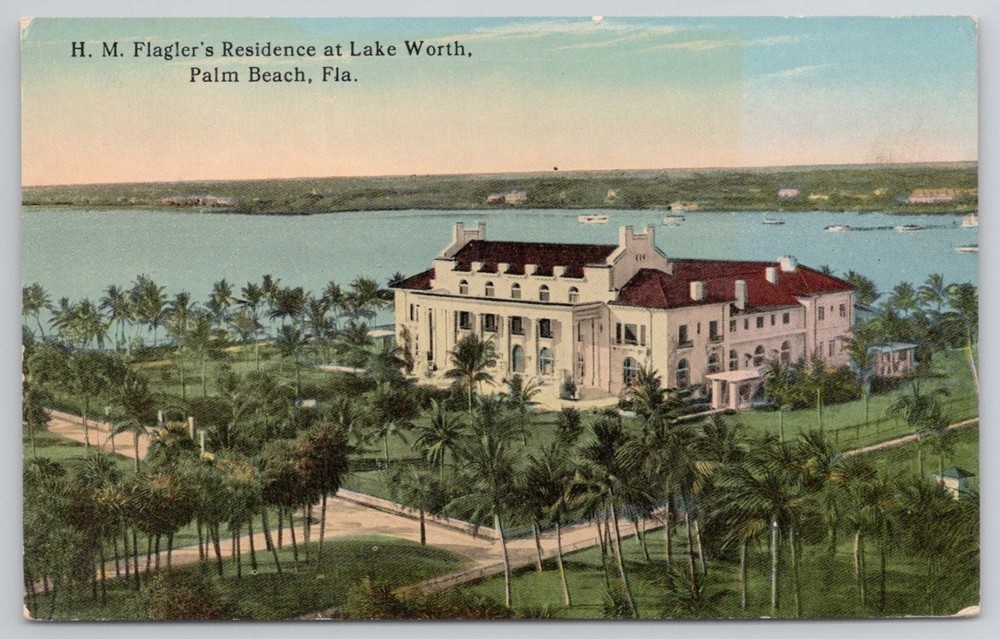 H. M. Flagler's Residence Whitehall Palm Beach Florida Vintage Postcard