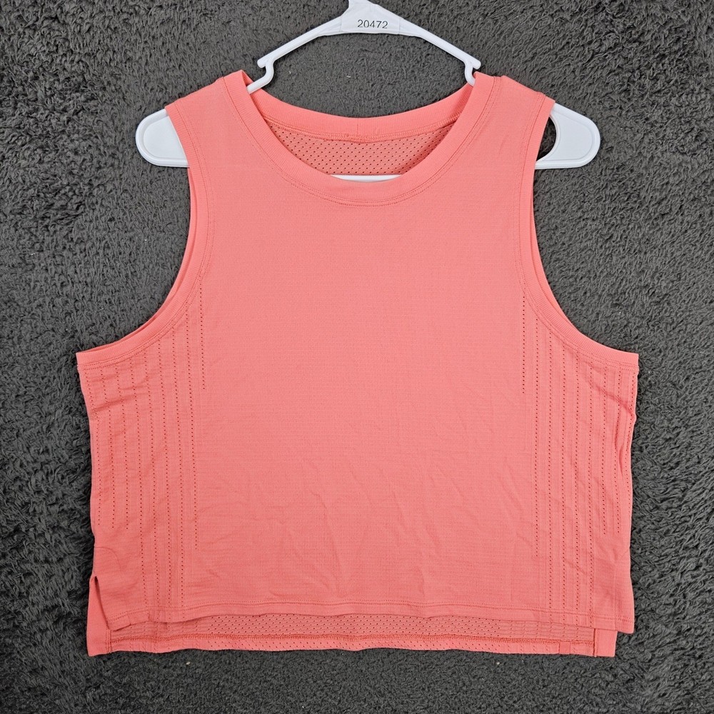 Lululemon Train to Be Tank Top Pink Coral Pointelle Mesh Cropped Womens