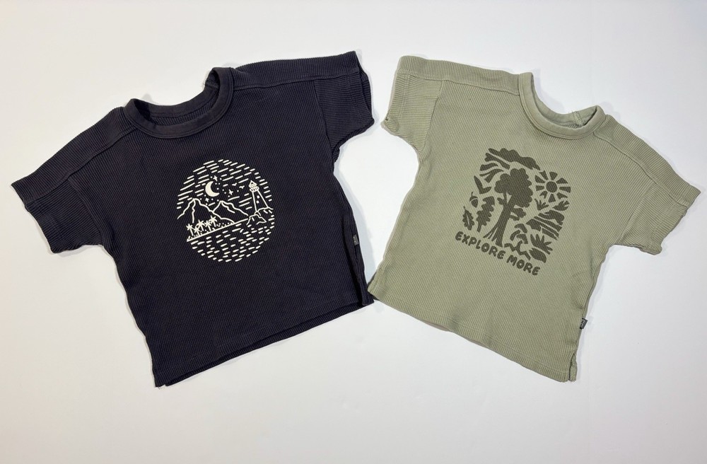 2 Modern Moments By Gerber Toddler Boy Shirts Gray Green Short Sleeve Size 2T