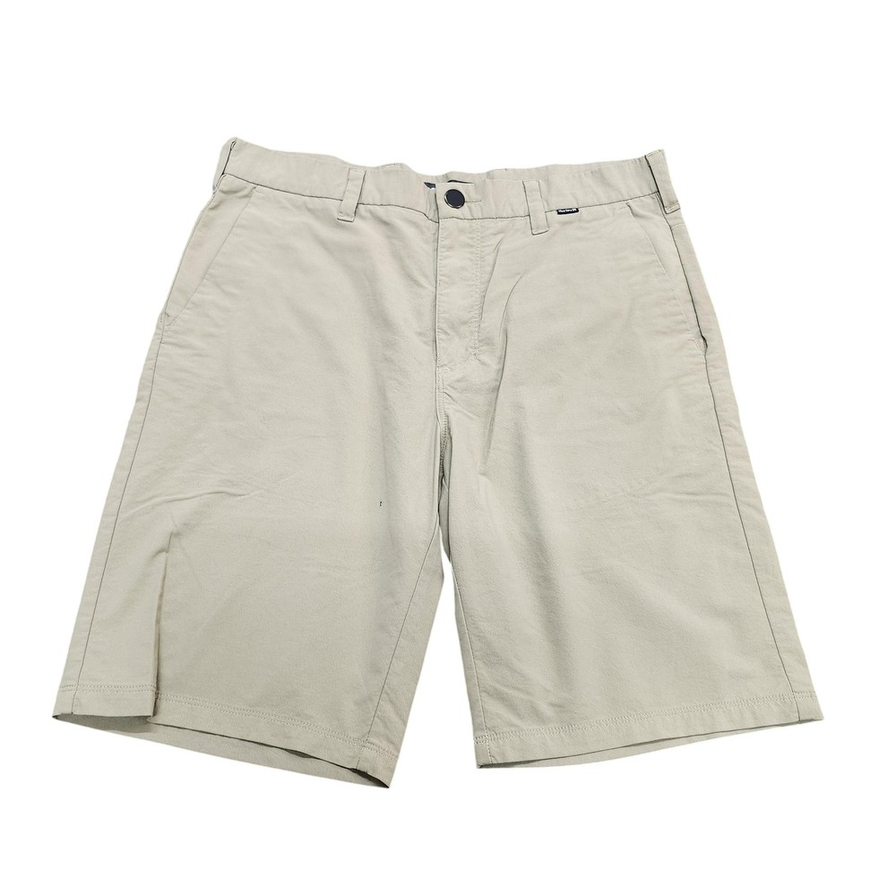 Hurley Shorts Mens 32 Beige Chino 11 Inseam Flat Front Casual Summer Pockets